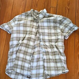 Billy Reid Beige and White Plaid Casual Shirt